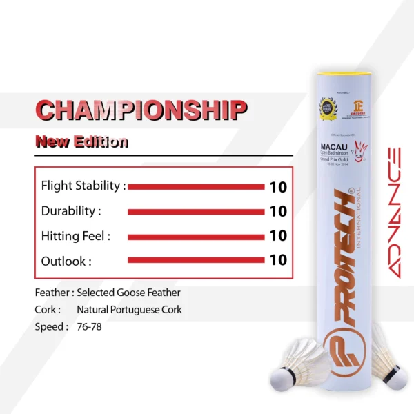 PROTECH Championship New Edition Badminton Shuttlecocks