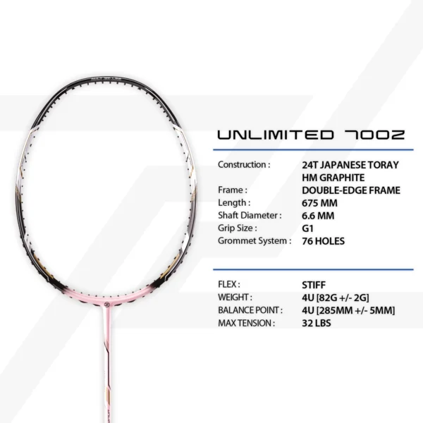 PROTECH Badminton Racket - Unlimited 700Z (4UG1) (MAX 32LBS) (FREE String + Grip + Bag)