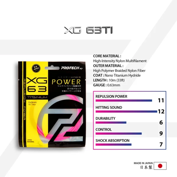 PROTECH XG63Ti New Spiral Technology Performance String ( MADE IN JAPAN )
