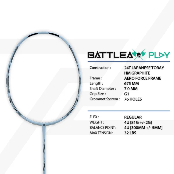 PROTECH Badminton Racket - "Battleax Play" Blue (4UG1) (MAX32LBS)